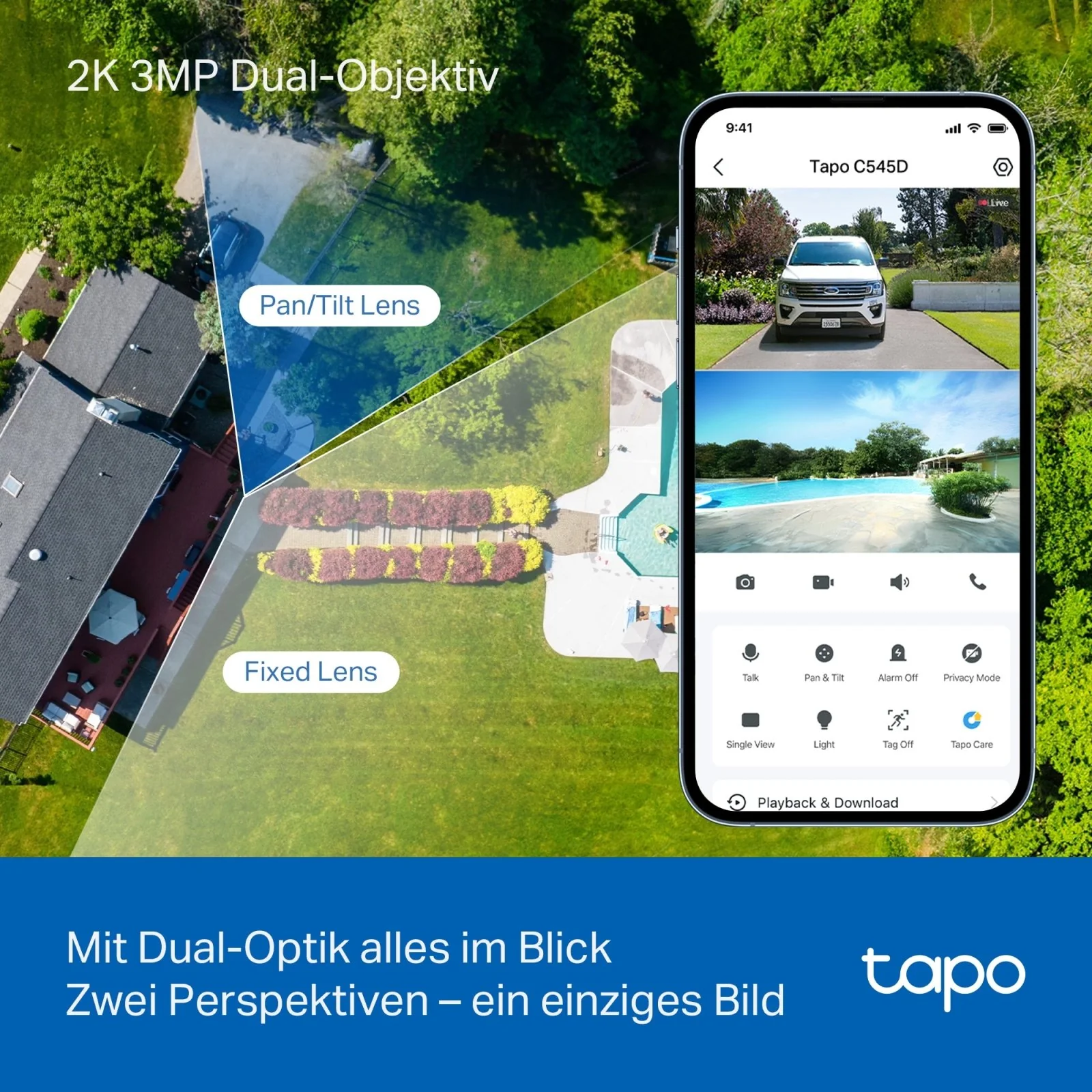 2K+2K Dual-Objektiv 360° Outdoor Kamera mit IP66-Wetterbeständigkeit | Tapo C545D - Image 3
