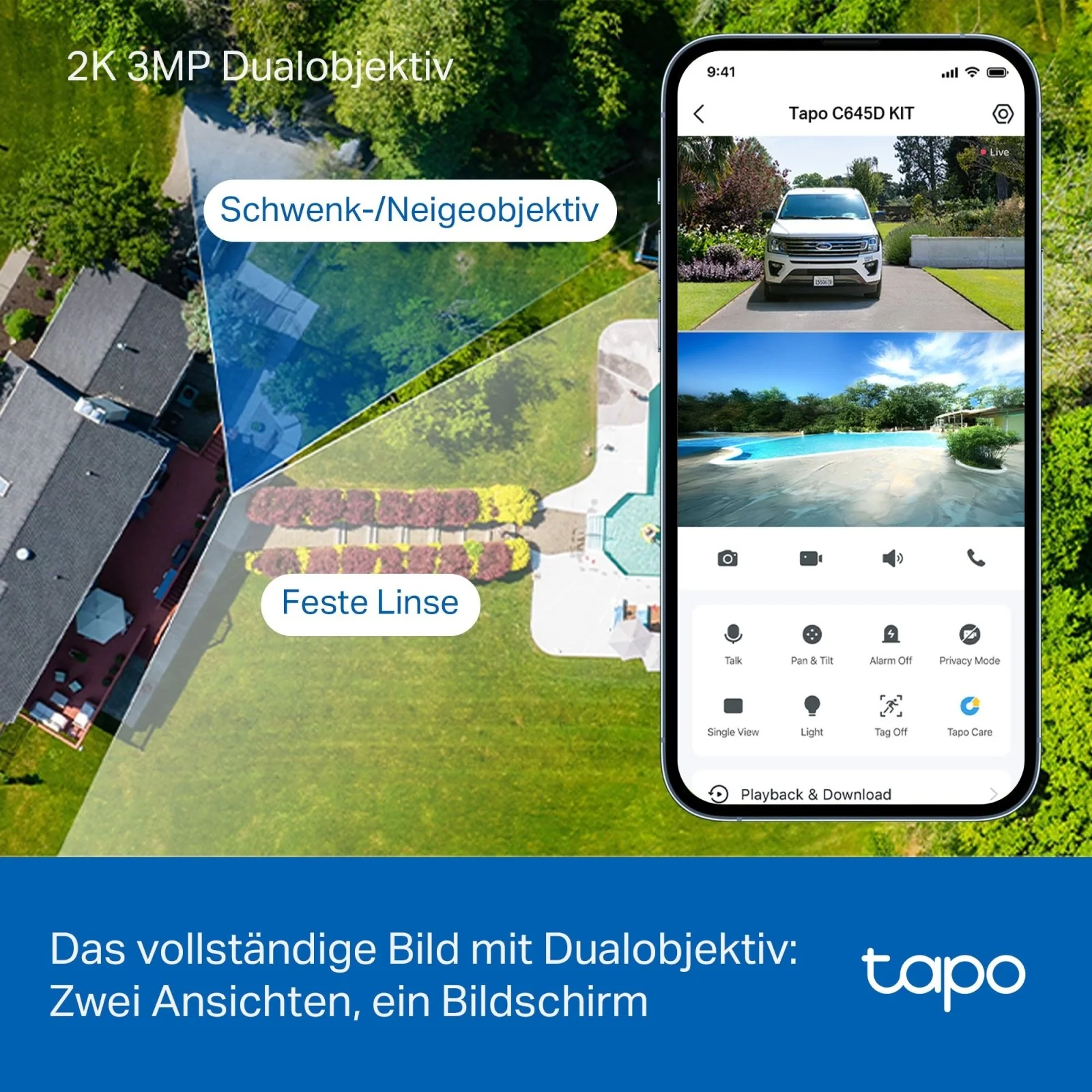 2K+2K Dual-Objektiv 360° Solarbetriebene Kamera | Tapo C645D KIT - Image 3
