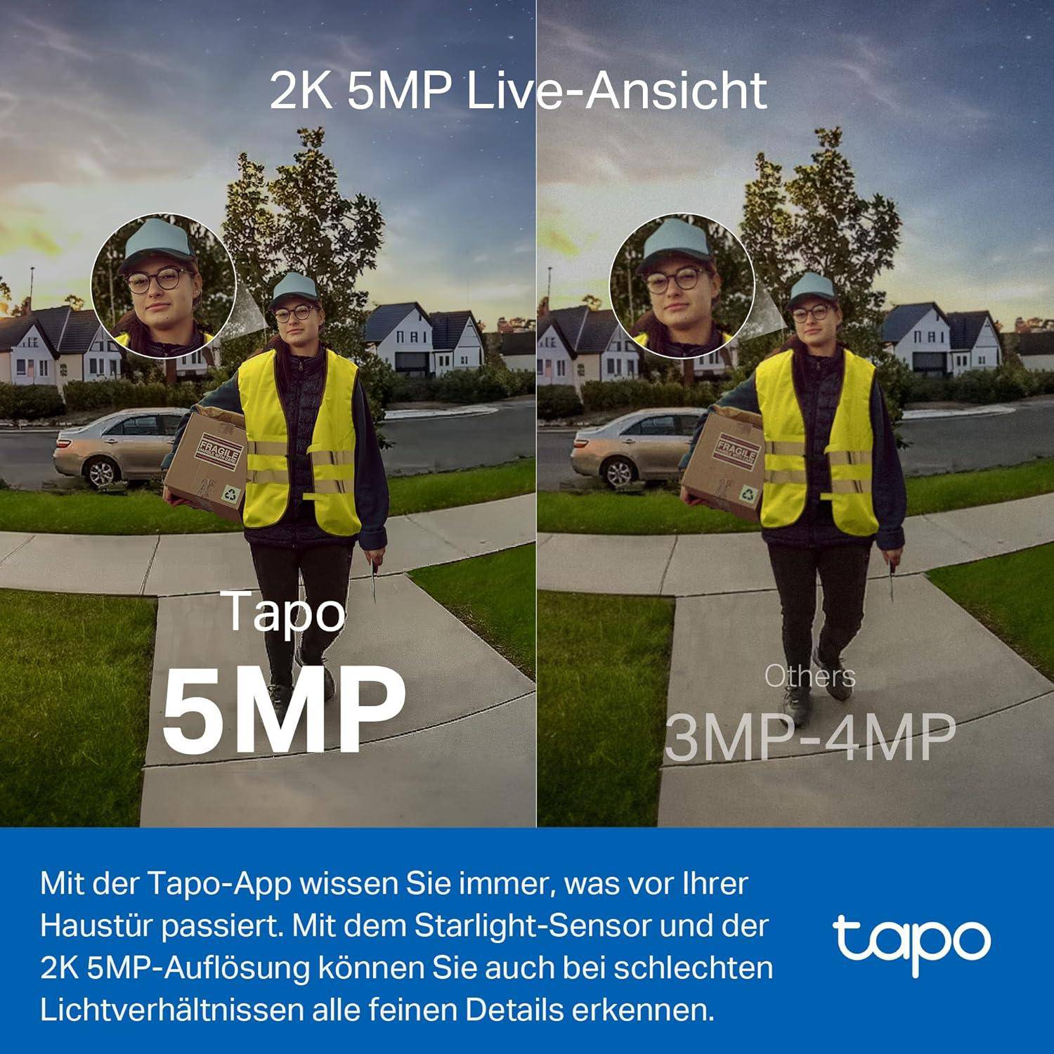 2K 160° Video Türklingel 6700mAh Akku (herausnehmbar) | Tapo D230S1 - Image 4