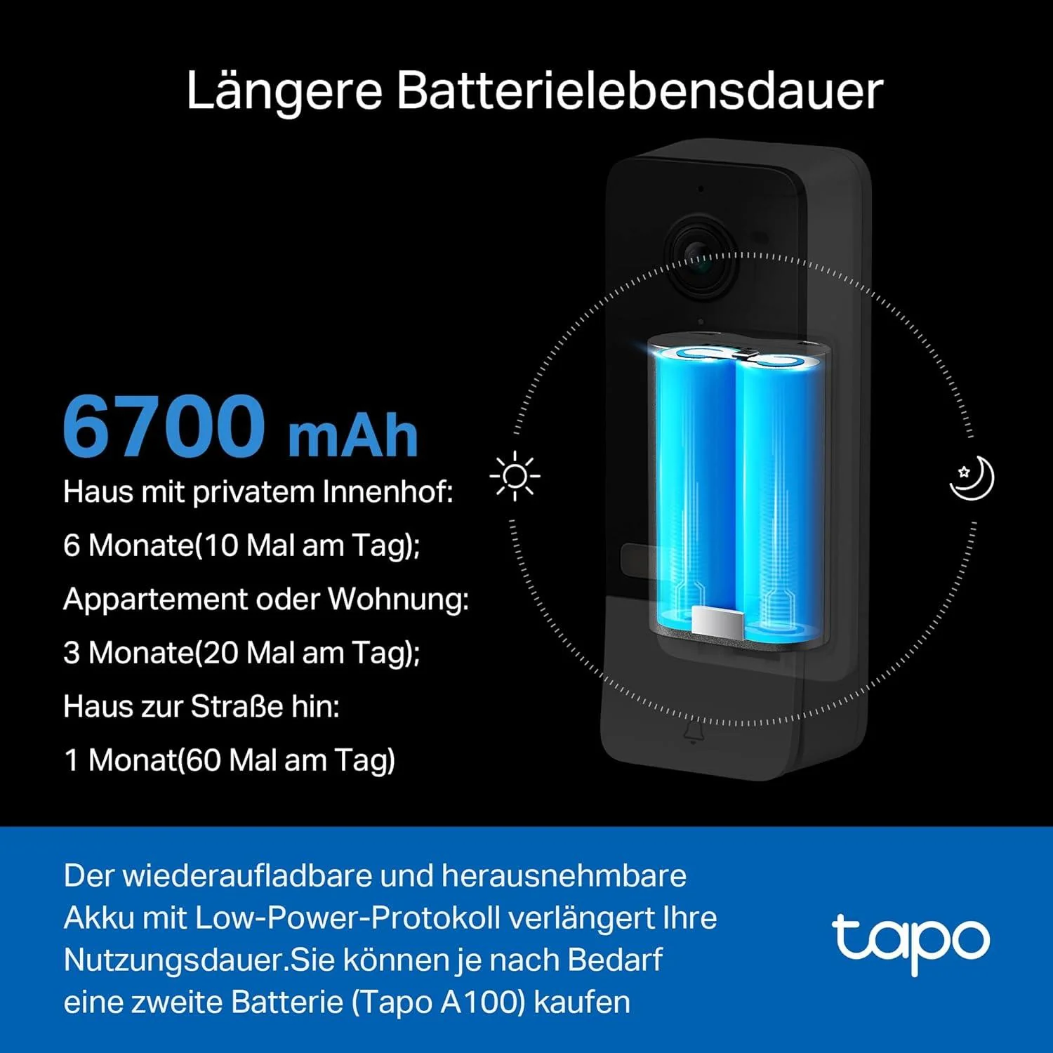 2K 160° Video Türklingel 6700mAh Akku (herausnehmbar) | Tapo D230S1 - Image 6