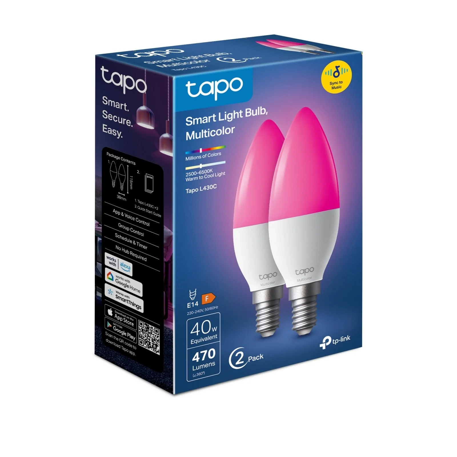 E14 & 470 Lumen Tapo L430C(2er-Pack) | WLAN Glühbirne mehrfarbig - Image 10
