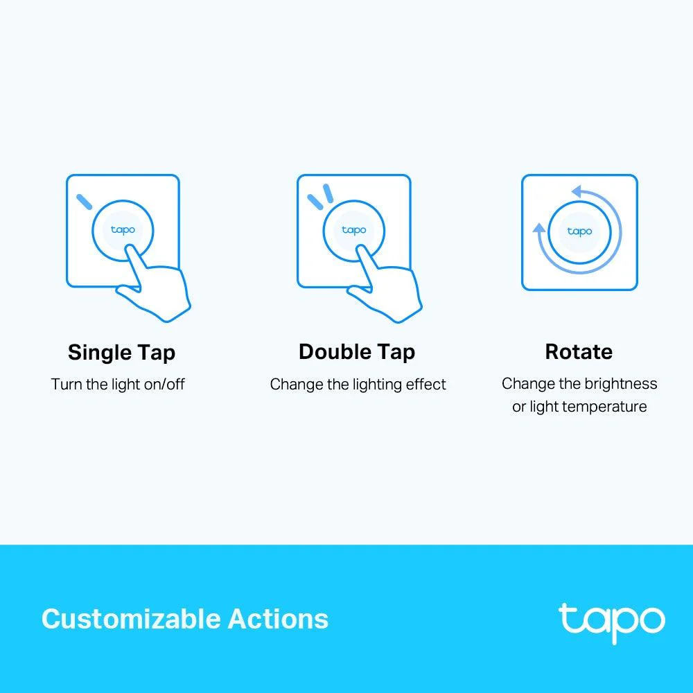 Tapo S200D | Smart Dimmer Schalter benutzerdefinierten Aktionen (Antippen, Drehen) - Image 5